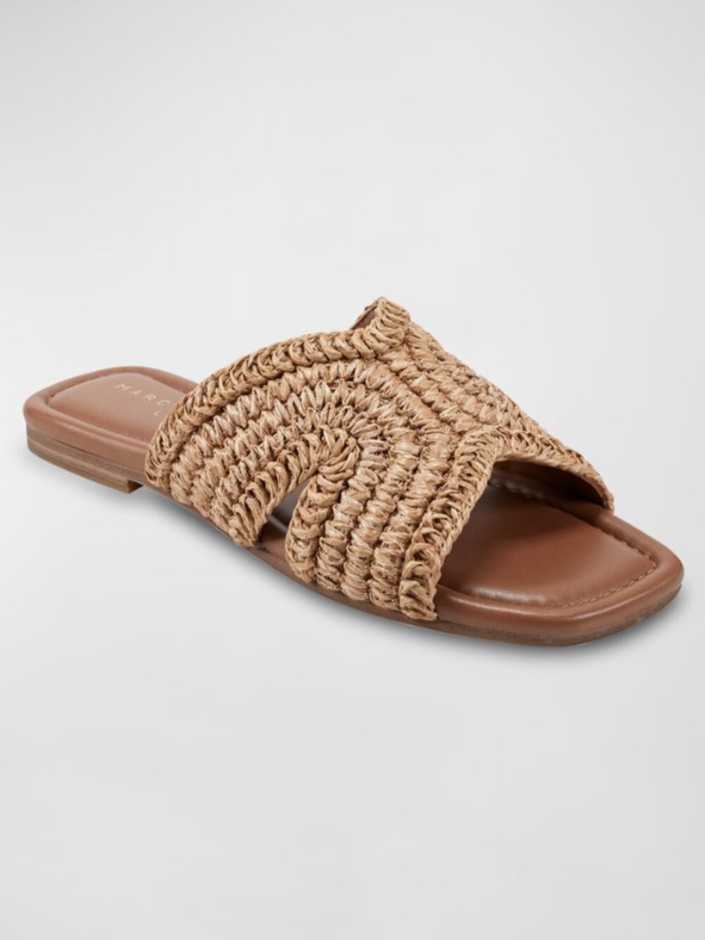 Marc Fisher Narda Woven Raffia Flat Slide Sandals Sz 7